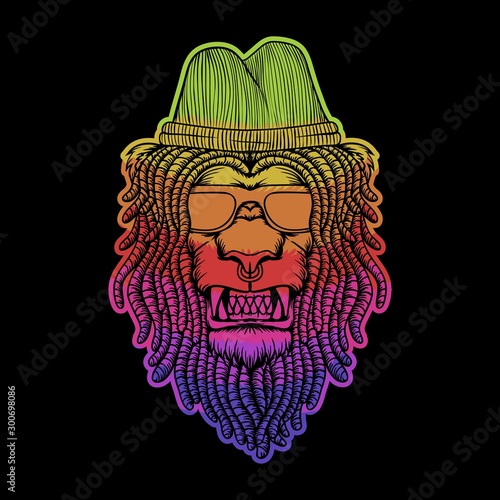 lion dreadlocks colorful vector illustration