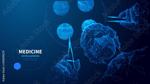 Medicine low poly wireframe vector banner template