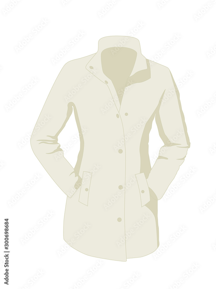 Coat women white realistic vector illustration isolated Coat women white realistic vector illustration isolated