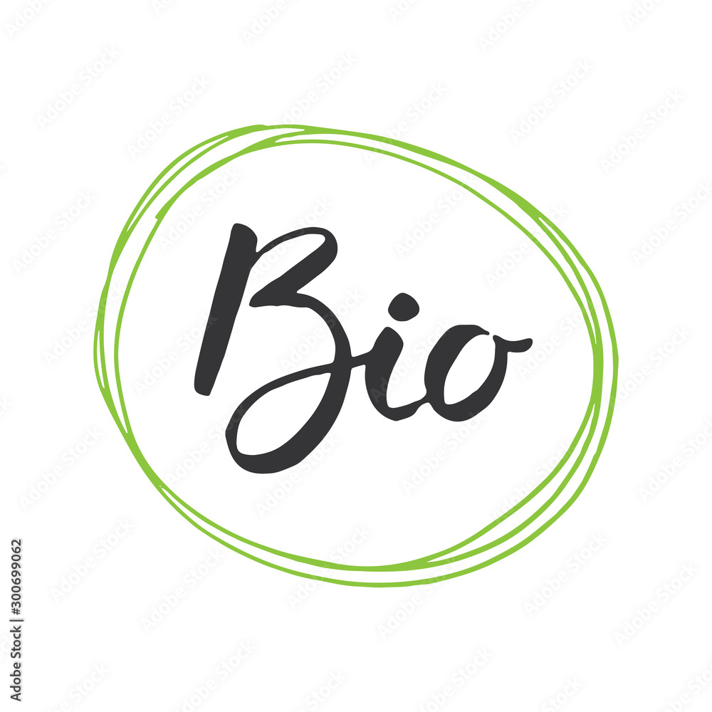 Bio Lettering label. Calligraphic Hand Drawn eco friendly sketch doodle. Vector illustration Bio Lettering label. Calligraphic Hand Drawn eco friendly sketch doodle. Vector illustration