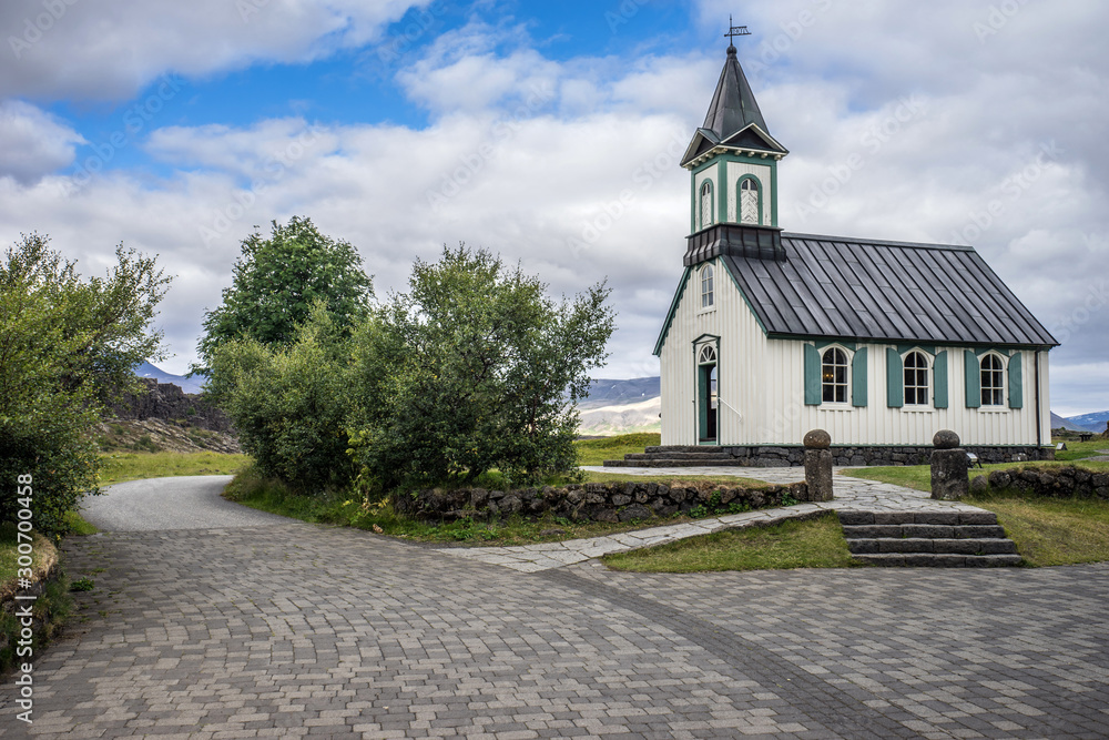 Althing parliamentary church in Thingvellir national park and unesco world herritage site.
