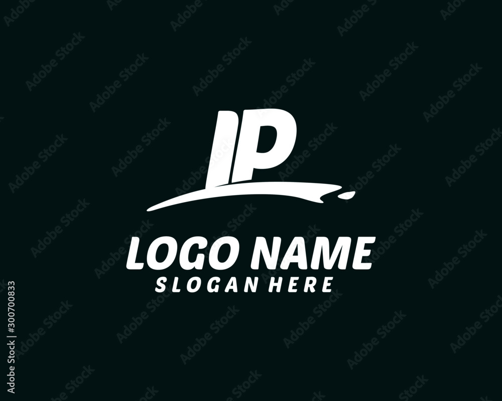 Obraz premium IP Initial with splash logo vector