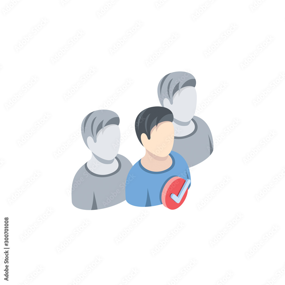 Difference unique concept People checkmark. Vector 3d isometric, color web icon, new flat style. Creative illustration design, idea for infographics. Difference unique concept People checkmark. Vector 3d isometric, color web icon, new flat style. Creative illustration design, idea for infographics.