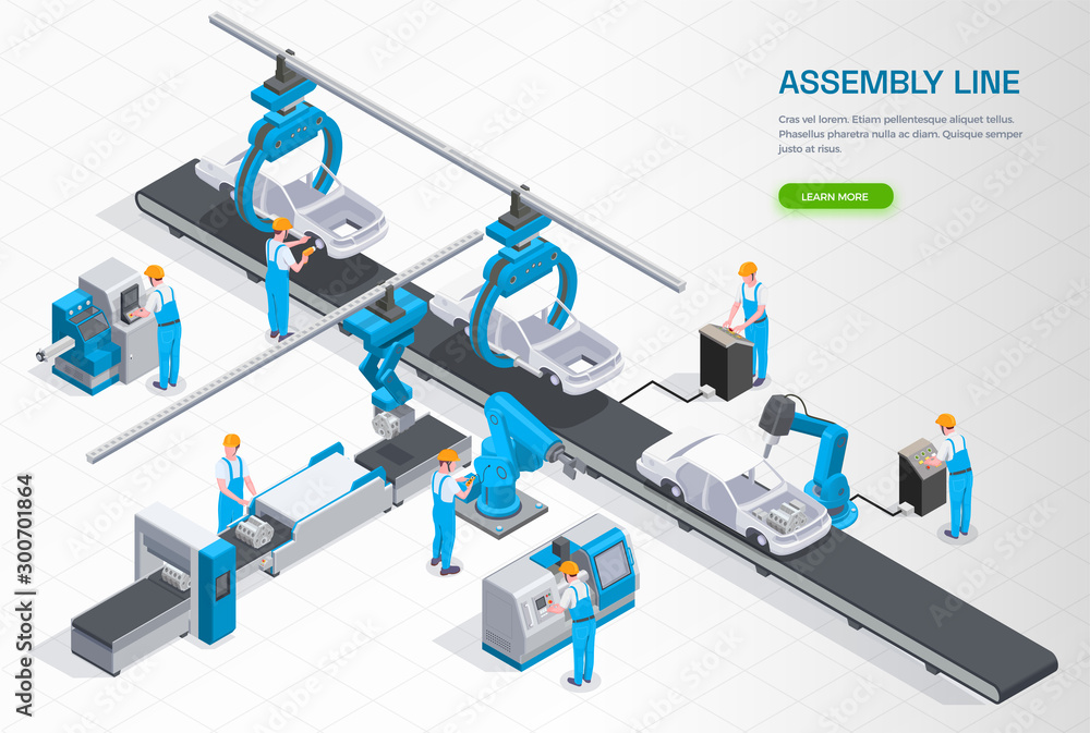 Industrial Manufacturing Isometric Composition Industrial Manufacturing Isometric Composition
