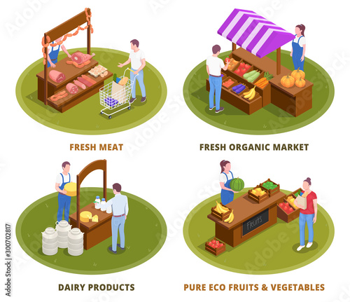 Farmers Market Isometric Concept 