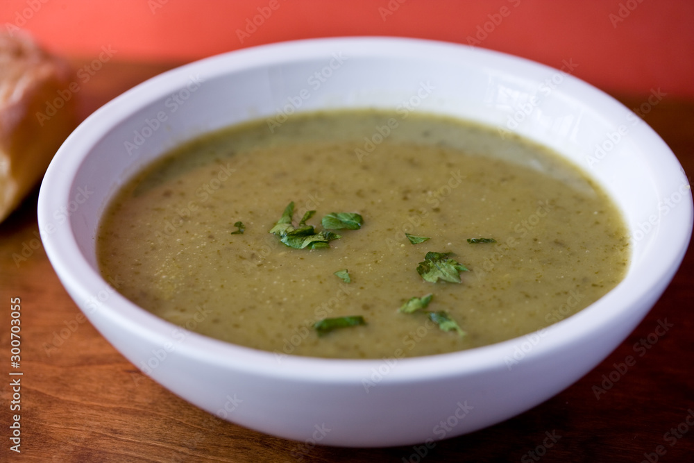 Close up of lettuce and potato soup served in bowl Close up of lettuce and potato soup served in bowl