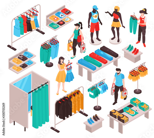 Clothing Store Isometric Set