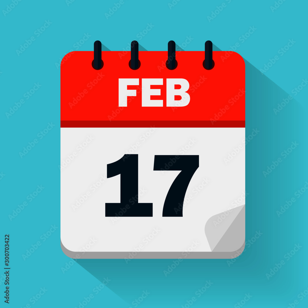 February 17th. Daily calendar icon in vector format. Date, time, day,  month. Holidays Stock Vector | Adobe Stock
