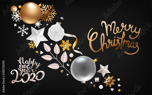 Merry Christmas and Happy New Year greetings premium card