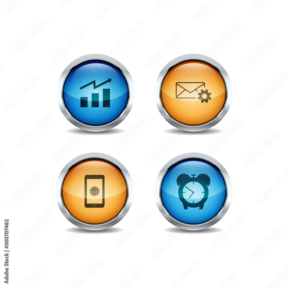 3D Shiny ui circle button style vector icon set design 3D Shiny ui circle button style vector icon set design