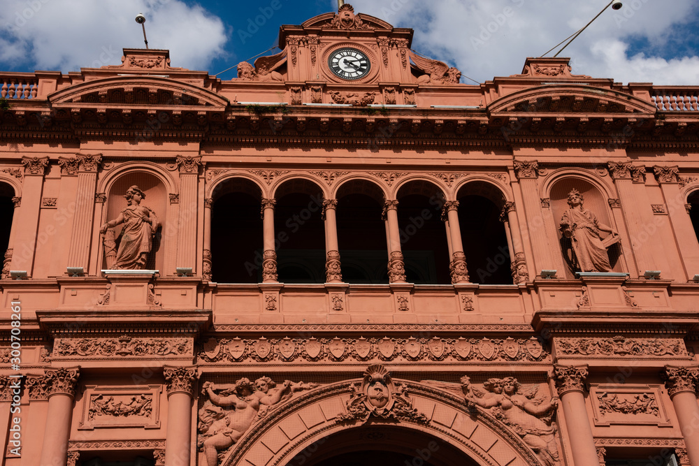 The Pink House (Casa Rosada) also known as Government House (Casa de Gobierno) is the executive mansion and office of the President of Argentina. Buenos Aires, Argentina