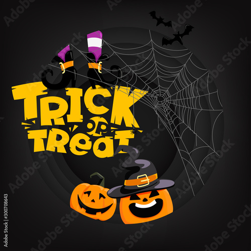 Halloween party card with lettering iscription. Trick or treat