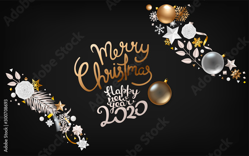 Merry Christmas and Happy New Year greetings premium card