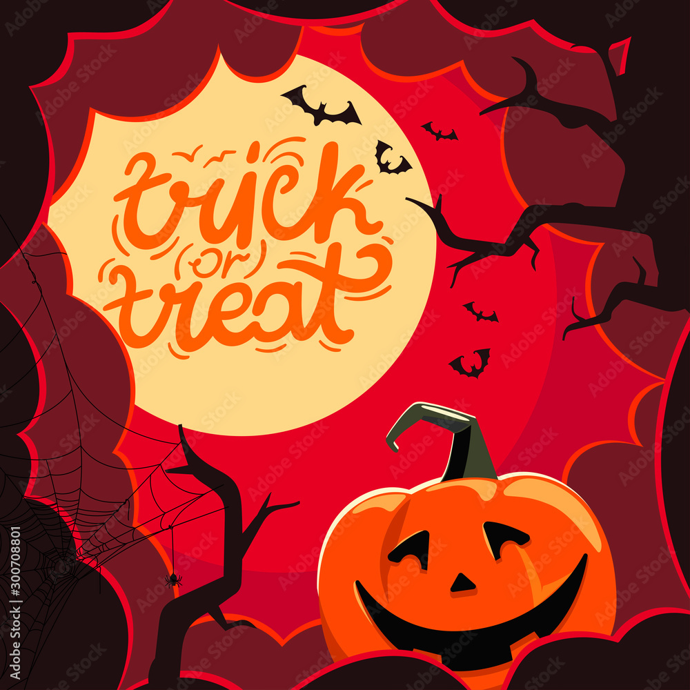 Halloween vector illustration with clouds and pumpkin Halloween vector illustration with clouds and pumpkin
