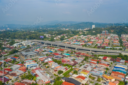 Aerial top view of residential houses at Luyang Kota Kinabalu City Sabah, Borneo  photo