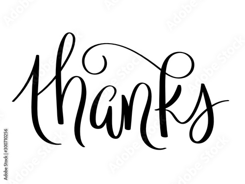THANKS black vector brush calligraphy banner with flourishes