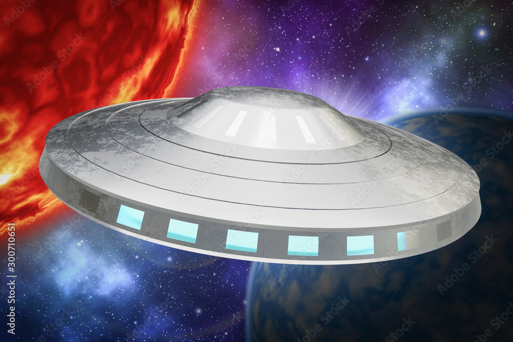 UFO or alien spaceship in space UFO or alien spaceship in space