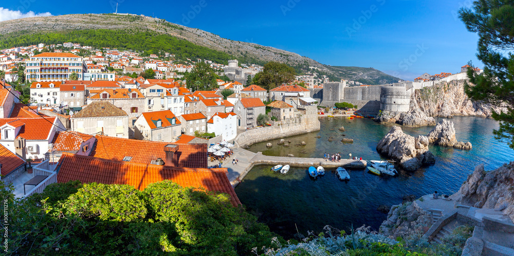 Dubrovnik. Old city walls and towers in the early morning.