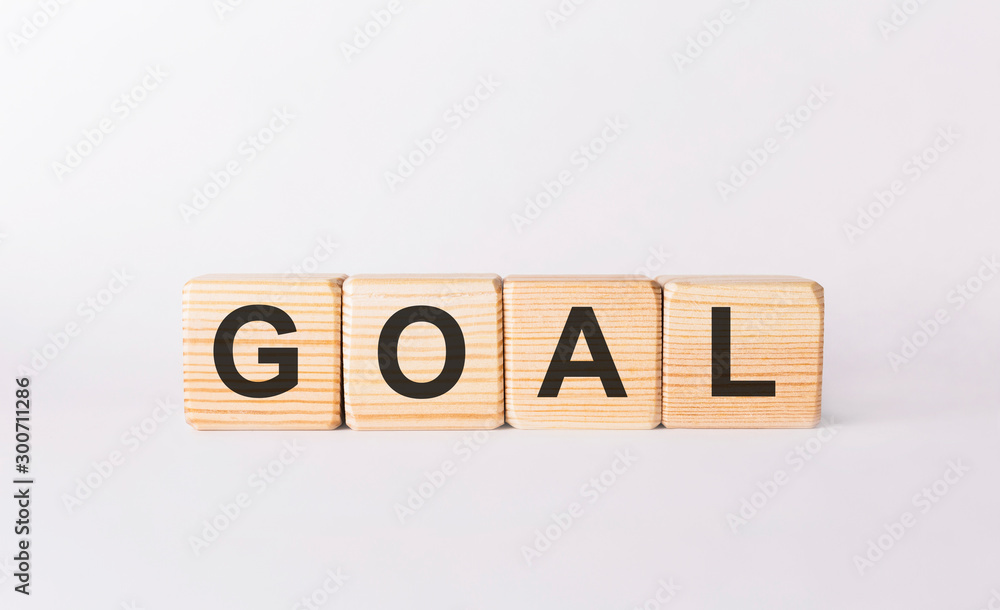 Word GOAL made from wooden blocks on white background Word GOAL made from wooden blocks on white background