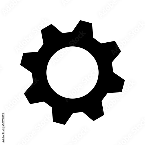 Simple black settings symbol isolated on white background