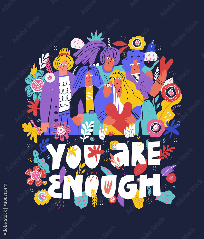 You are enough hand drawn vector lettering