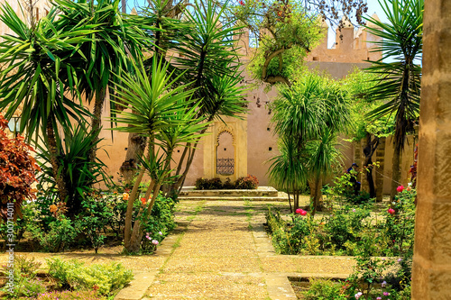 View of the Andalusian Gardens in The Kasbah of the Udayas ancient fortress in Rabat in Morocco