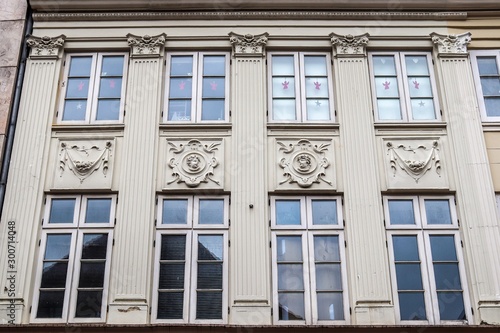 Beautiful old architecture of facades found in the small town Flensburg  photo