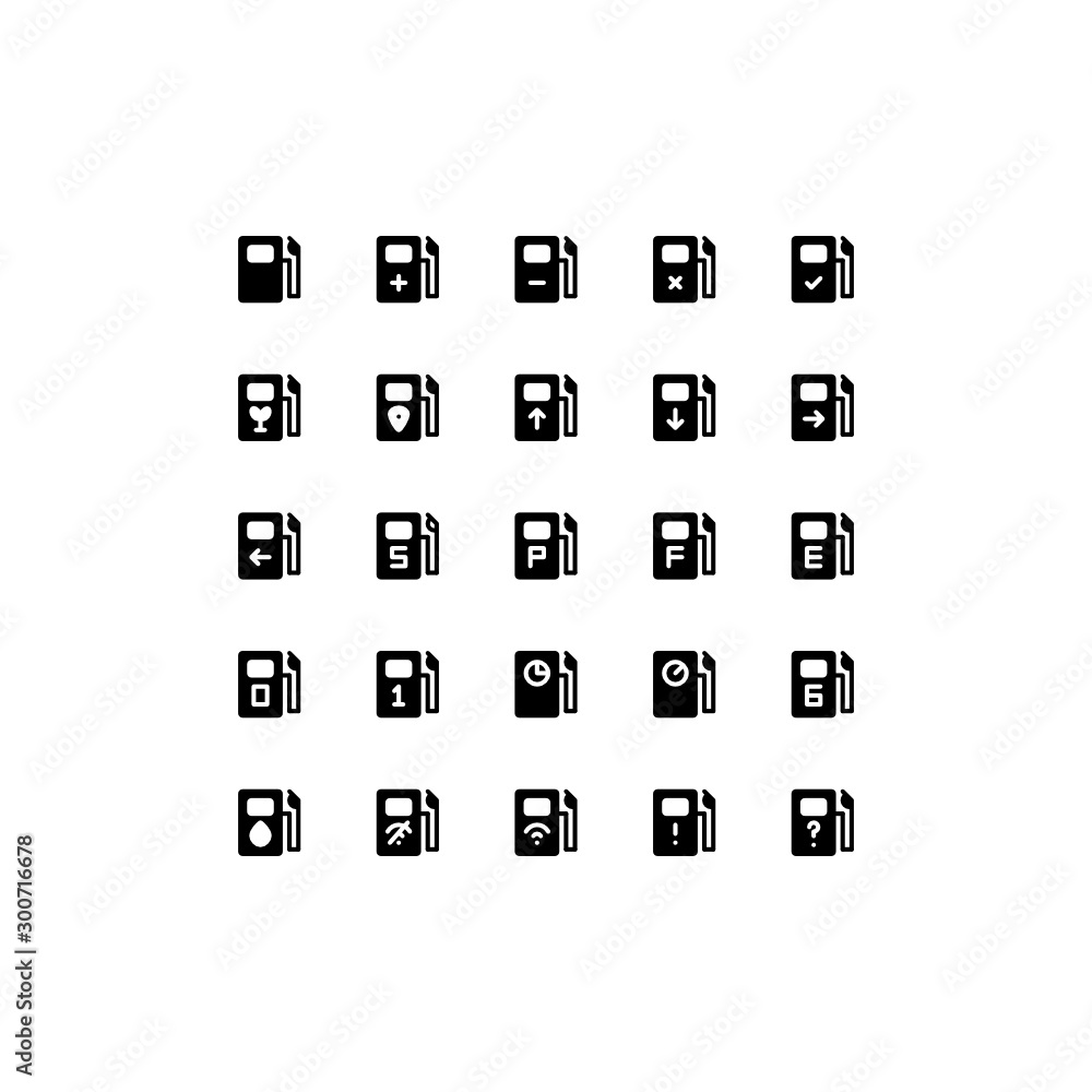 Set of oil station, gas, diesel glyph style icon - vector Set of oil station, gas, diesel glyph style icon - vector