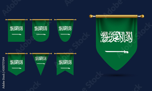Saudi Arabia Pennant Template Vector. Realistic Illustration