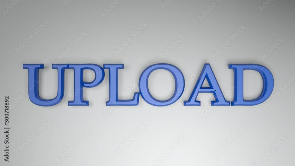 The write UPLOAD in blue letters, on a white surface and two horizontal lines going from one side to the other and back - 3D rendering video clip The write UPLOAD in blue letters, on a white surface and two horizontal lines going from one side to the other and back - 3D rendering video clip