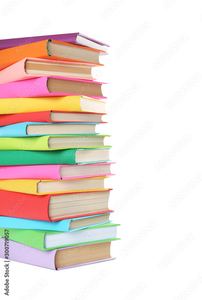 Stack of colorful books on white background Stack of colorful books on white background