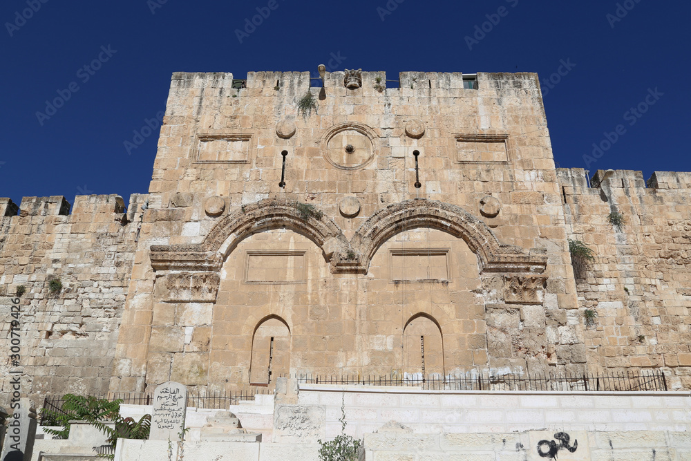 Golden Gate in the eastern wall of the Temple Mount in Jerusalem.