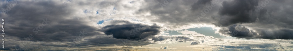 Fantastic dark thunderclouds, sky panorama