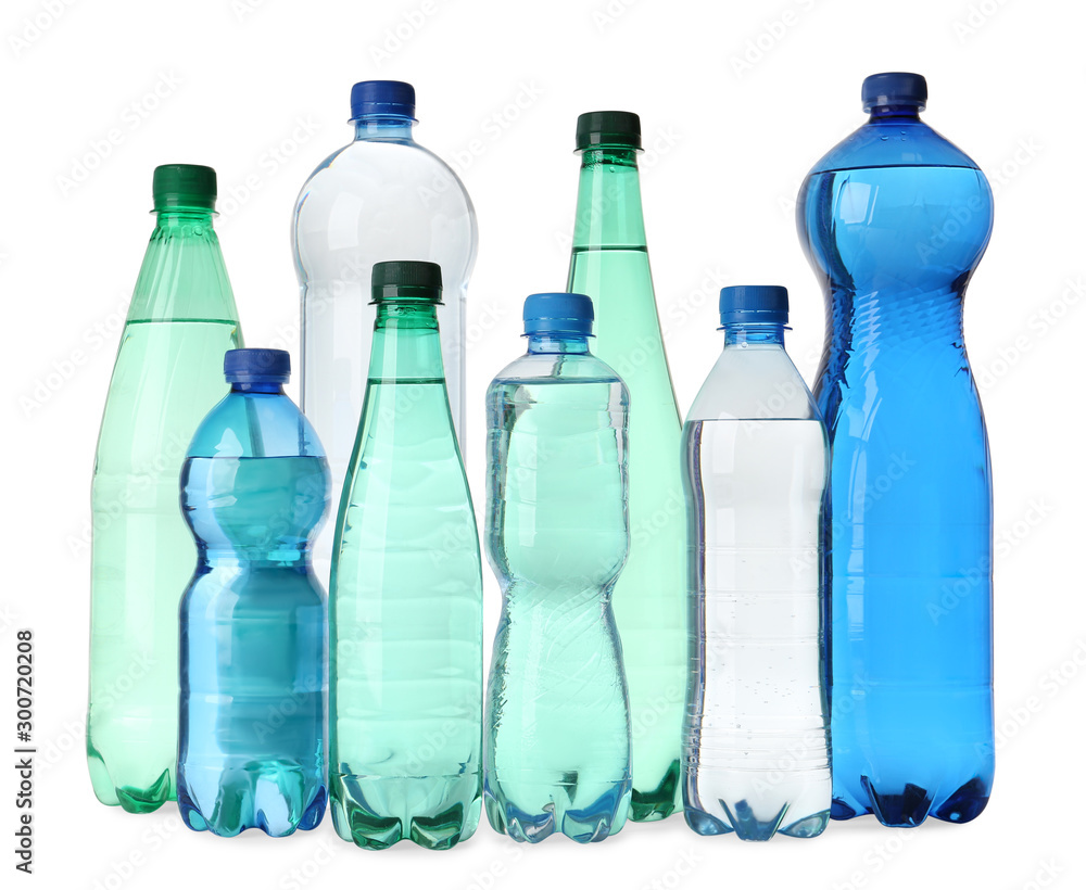 Plastic bottles with water isolated on white Plastic bottles with water isolated on white