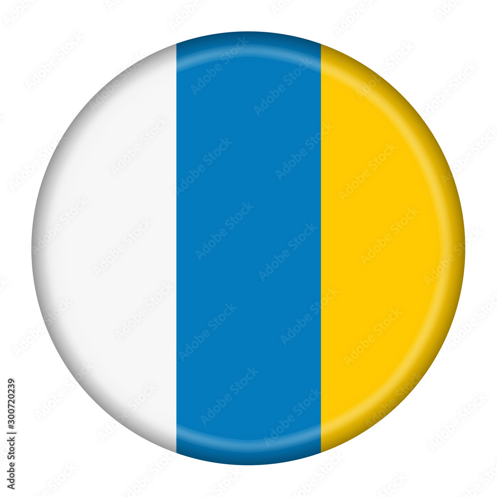 Canary Islands button flag white blue yellow tricolor