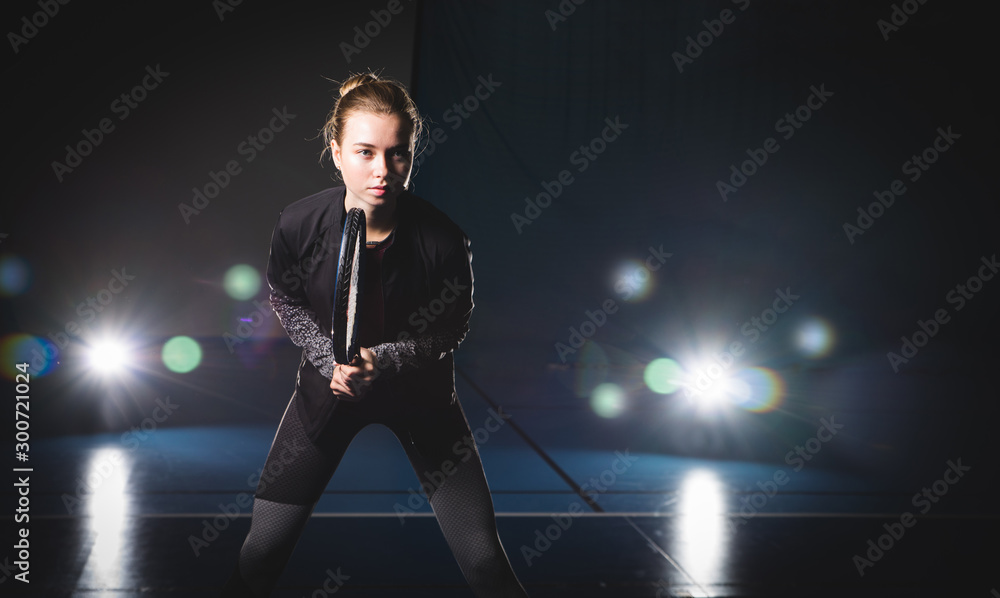 the girl on the court ready to play tennis the girl on the court ready to play tennis