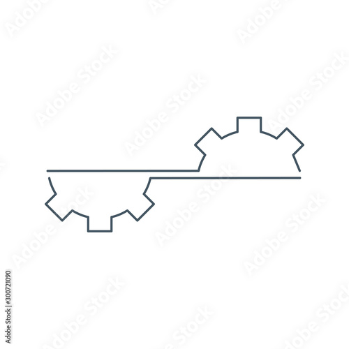 half linear gear logo design, repair concept, brocken wheel. vector illustration isolated on white background.