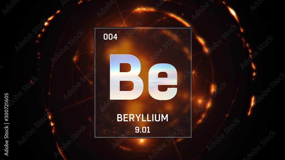 Beryllium as Element 4 of the Periodic Table. Seamlessly looping 3D ...