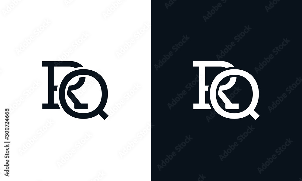 Minimalist line art letter RQ logo. This logo icon incorporate with two ...