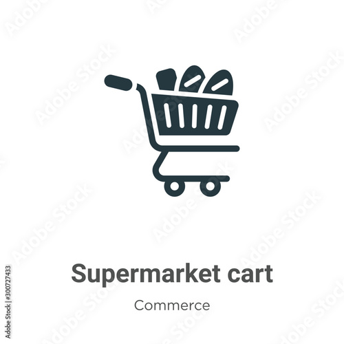 Supermarket cart vector icon on white background. Flat vector supermarket cart icon symbol sign from modern commerce collection for mobile concept and web apps design.