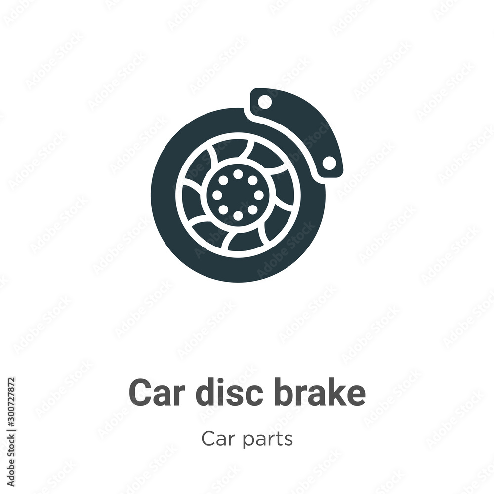 Car disc brake vector icon on white background. Flat vector car disc brake icon symbol sign from modern car parts collection for mobile concept and web apps design.
