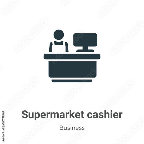 Supermarket cashier vector icon on white background. Flat vector supermarket cashier icon symbol sign from modern business collection for mobile concept and web apps design.