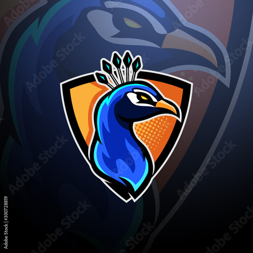 Peacock head logo esport