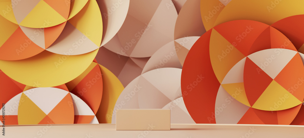 Abstract background for branding, identity and packaging presentation. Podium on colorful paper background. 3d rendering illustration.