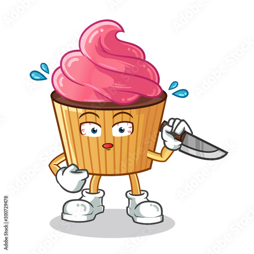 cupcake killer mascot vector cartoon illustration