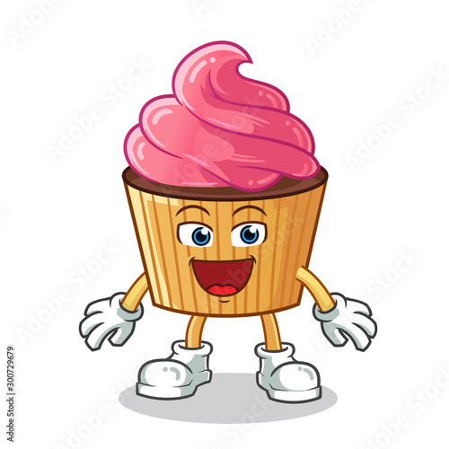 cupcake excited mascot vector cartoon illustration