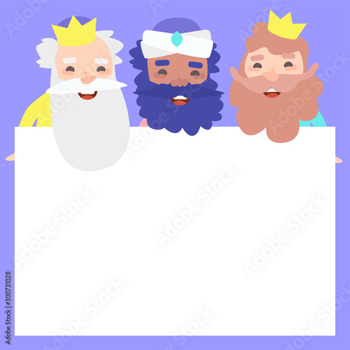 Label of The three kings of orient, Melchior, Gaspard and Balthazar. Funny vectorized letter. 