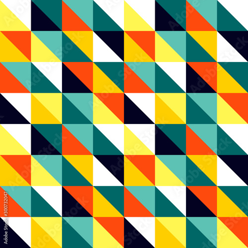 Abstract seamless pattern with graphyc elements - triangles. Avant-garde collage style. Geometric wallpaper for business brochure, cover design.