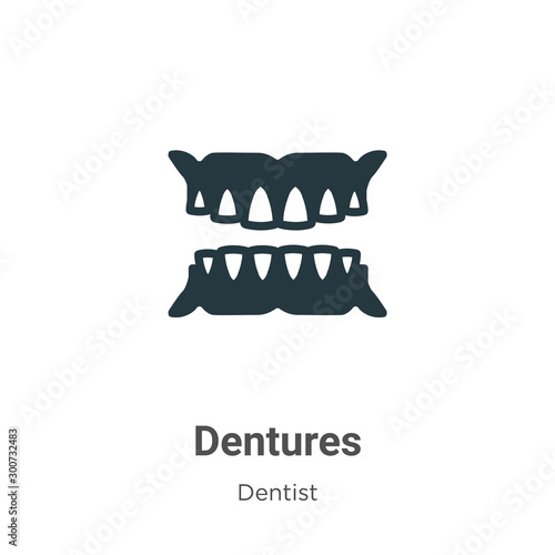Dentures vector icon on white background. Flat vector dentures icon symbol sign from modern dentist collection for mobile concept and web apps design.