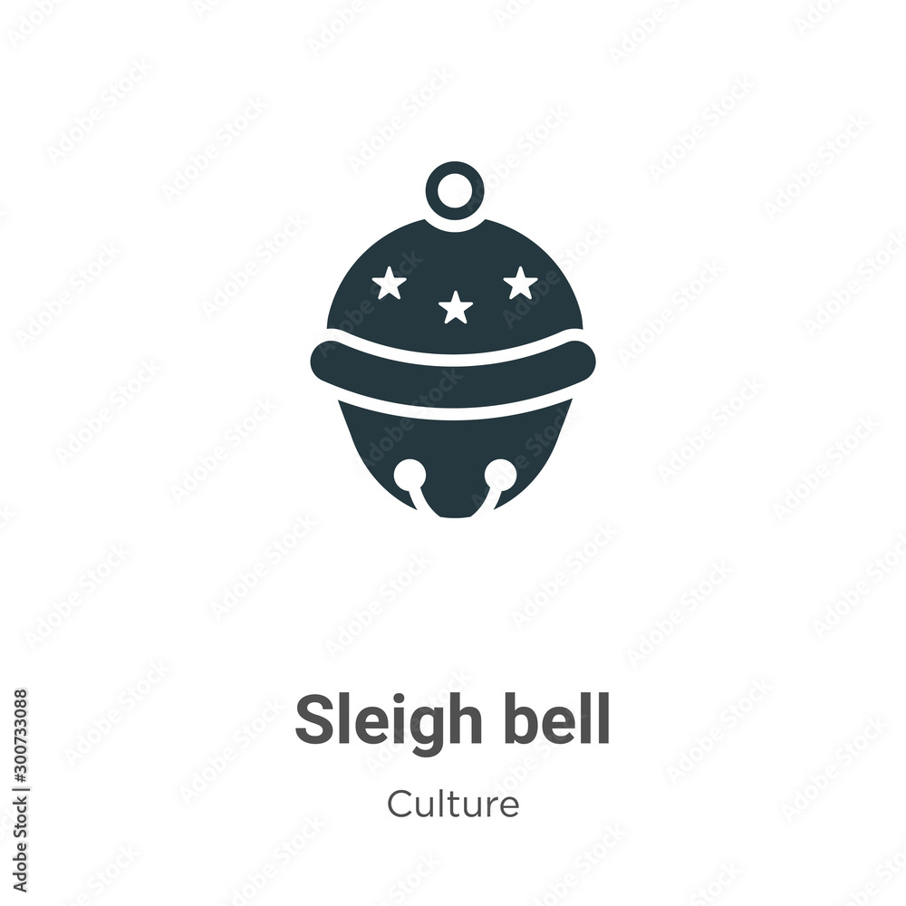 Sleigh bell vector icon on white background. Flat vector sleigh bell ...